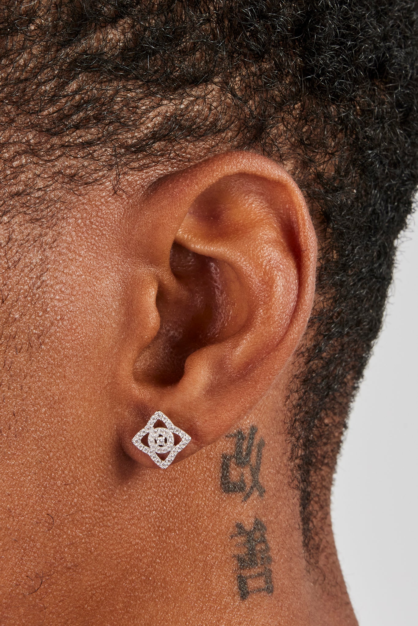 Iced Centre Motif Stud Earrings - 8mm